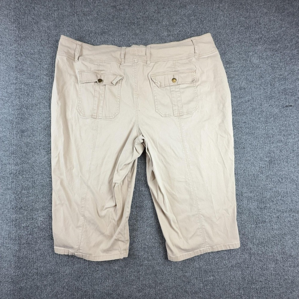 Cato Shorts Womens 26W Beige Bermuda Twill Flat Front Stretch Zip Fly‎ Pockets - Picture 8 of 9